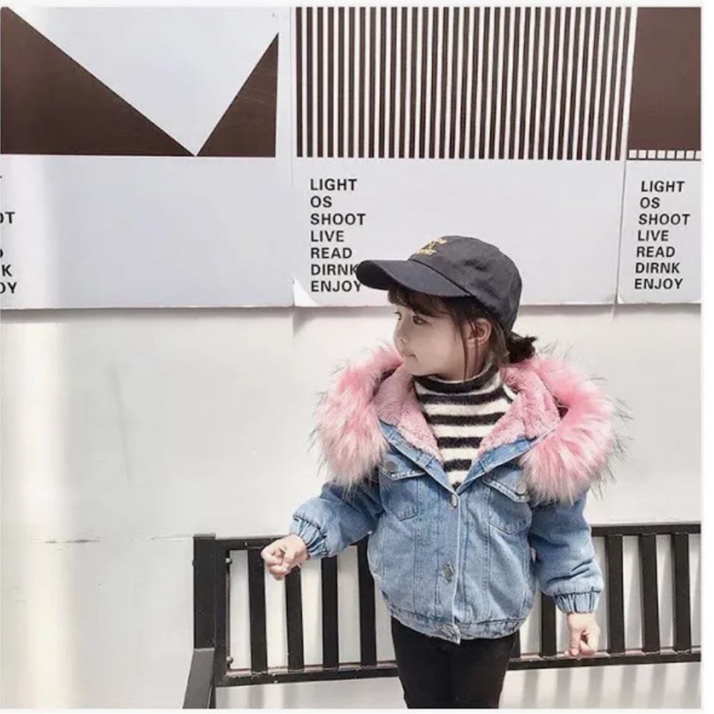 Molly Denim Fur Hooded Winter Coat Jacket